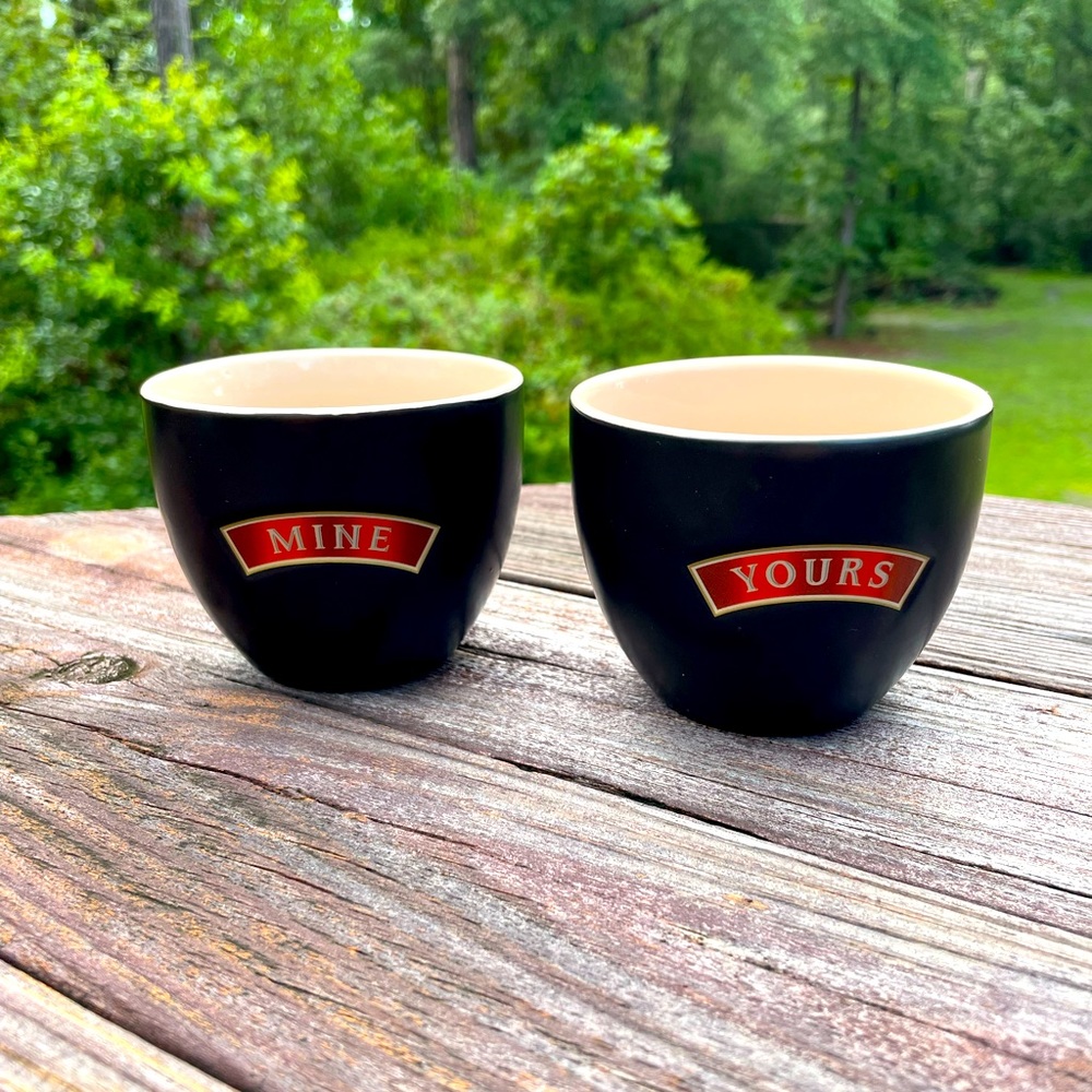 Bailey’s Irish Crème, “Mine & Yours” ceramic drinking cups.